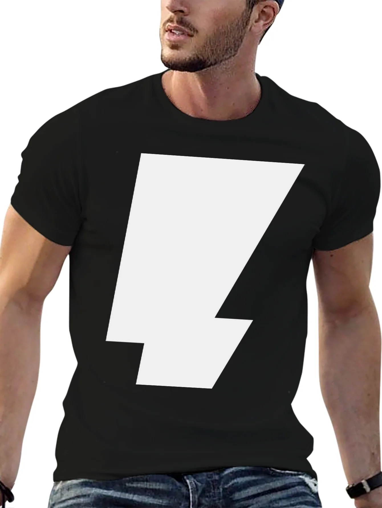 Bold Lightning Bolt Graphic Tee - Black