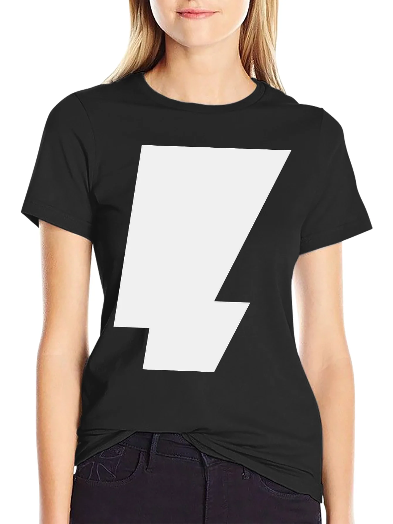 Bold Lightning Bolt Graphic Tee - Black