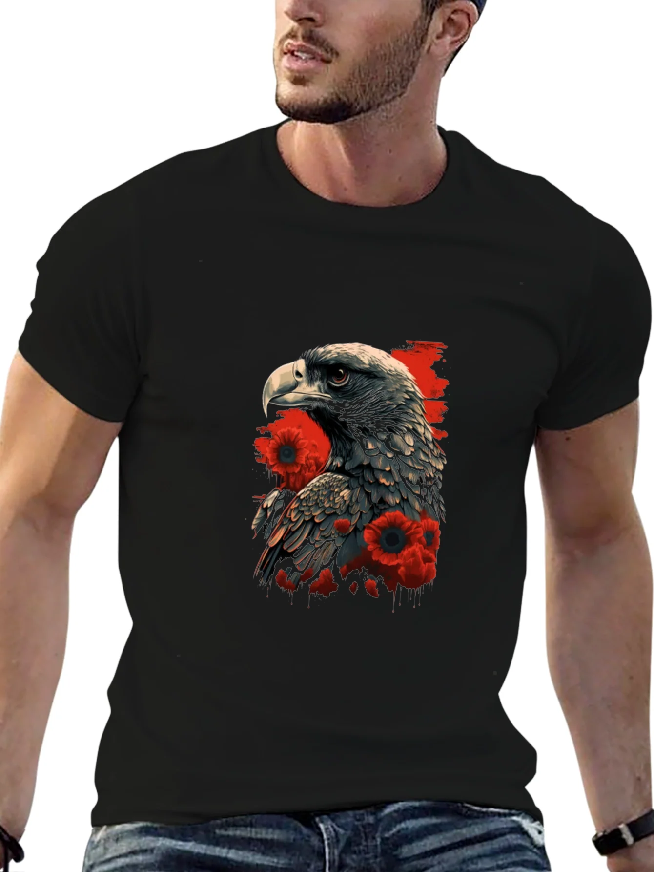 Eagle & Poppy Graphic Tee - Black