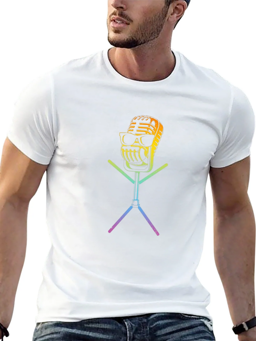 Cool Retro Microphone Graphic T-Shirt