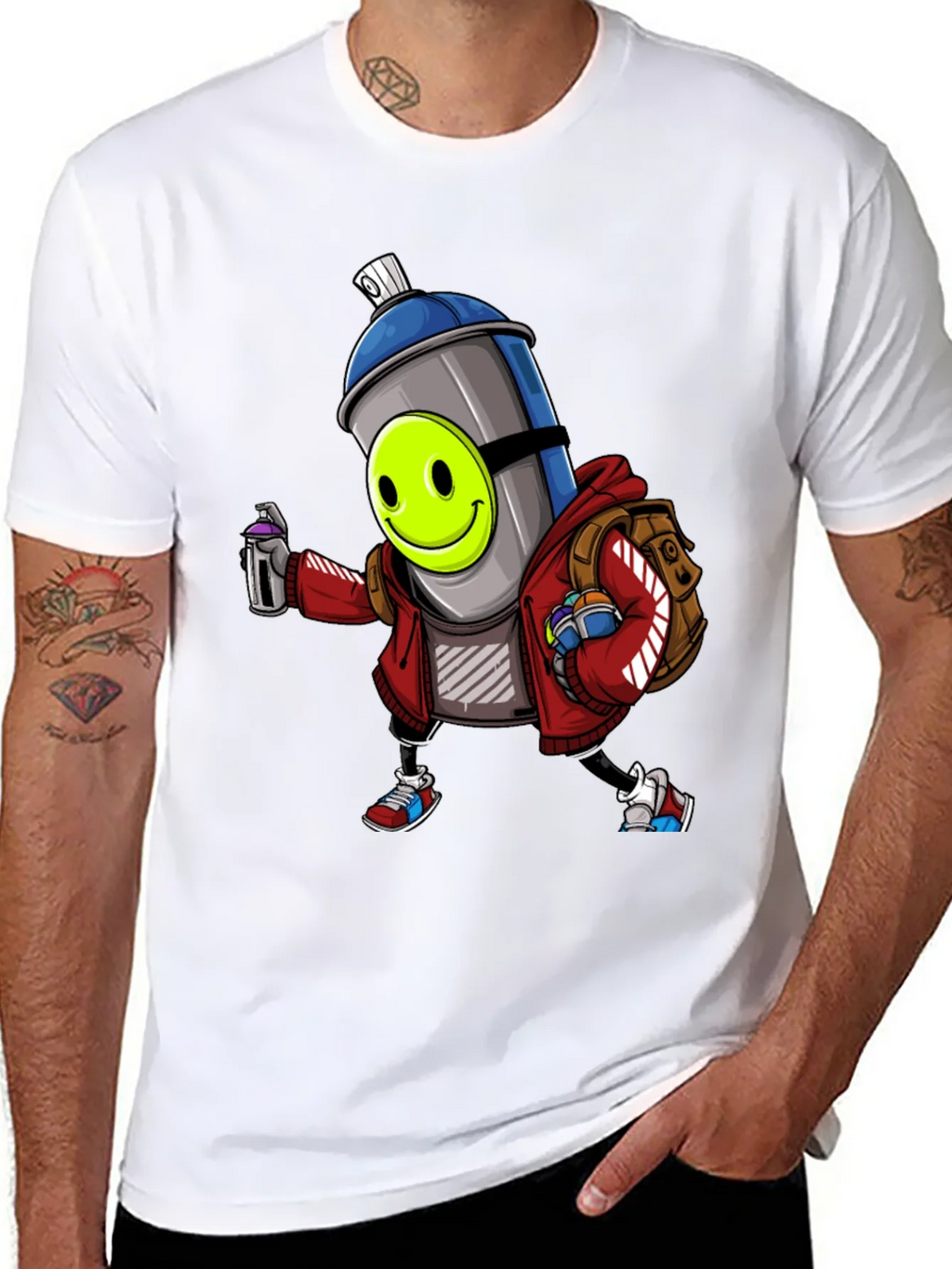 Cartoon Graffiti Spray Can T-Shirt