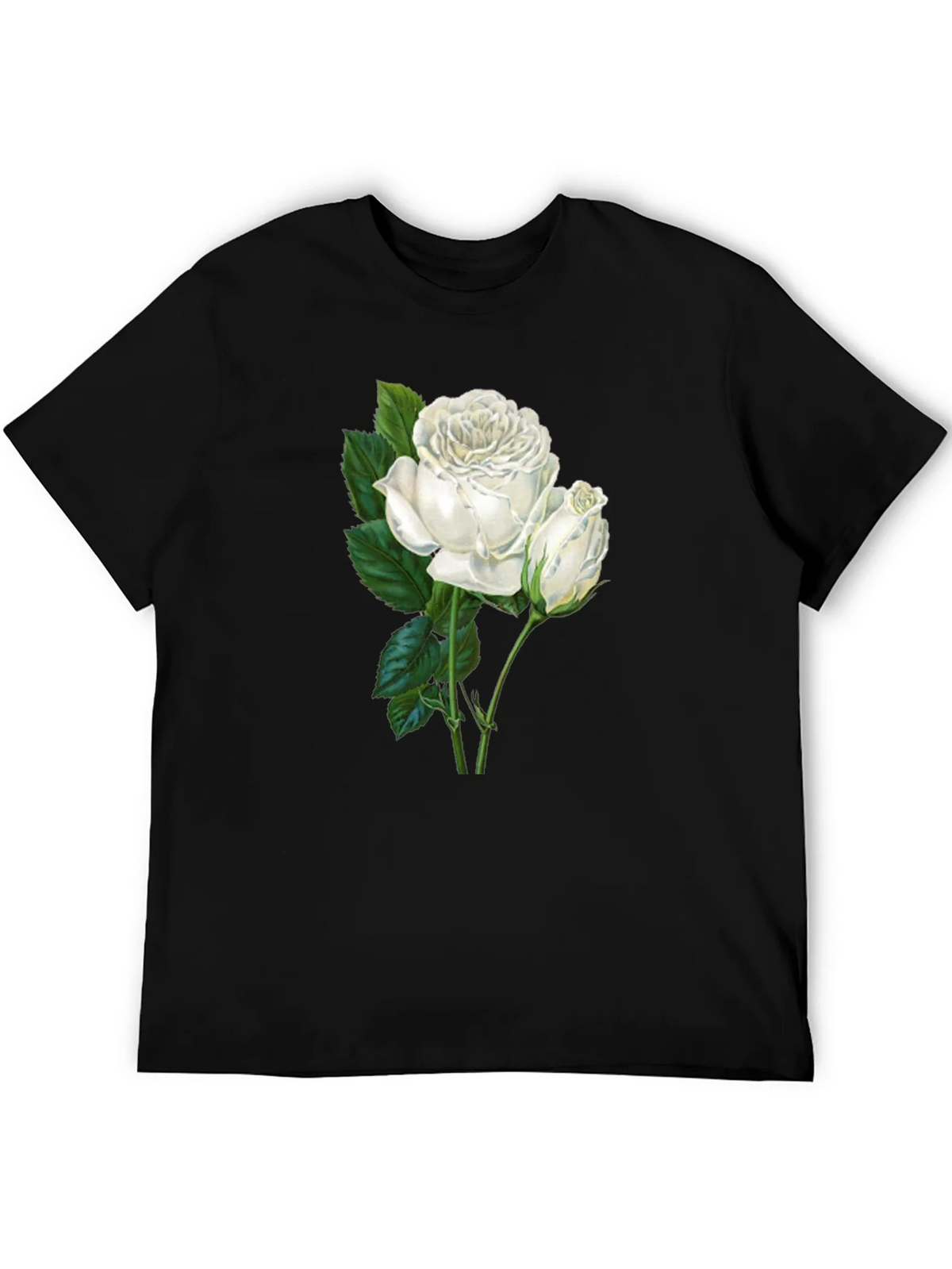 Elegant White Rose Graphic T-Shirt