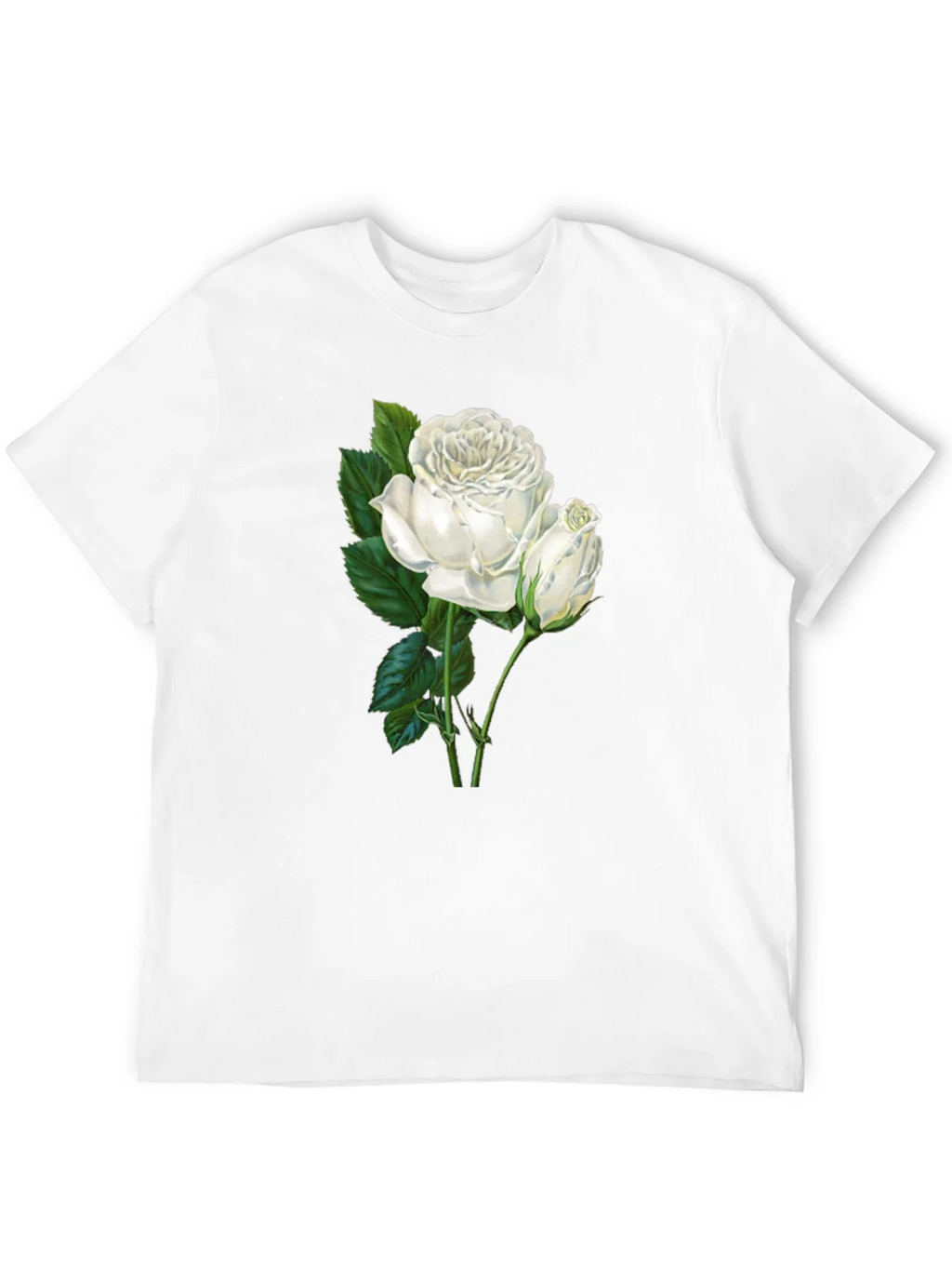Elegant White Rose Graphic T-Shirt