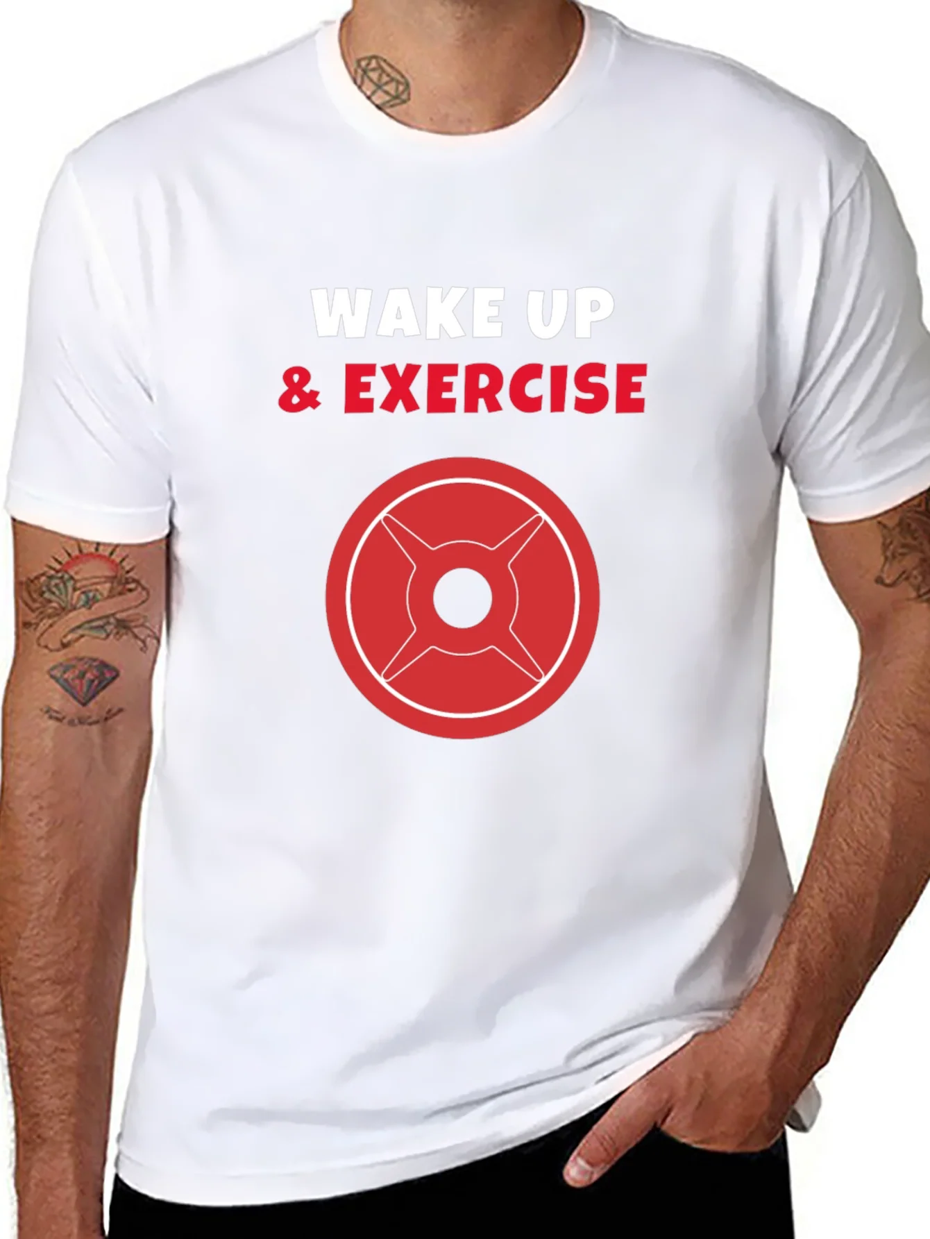 Wake Up & Exercise Black Graphic Tee