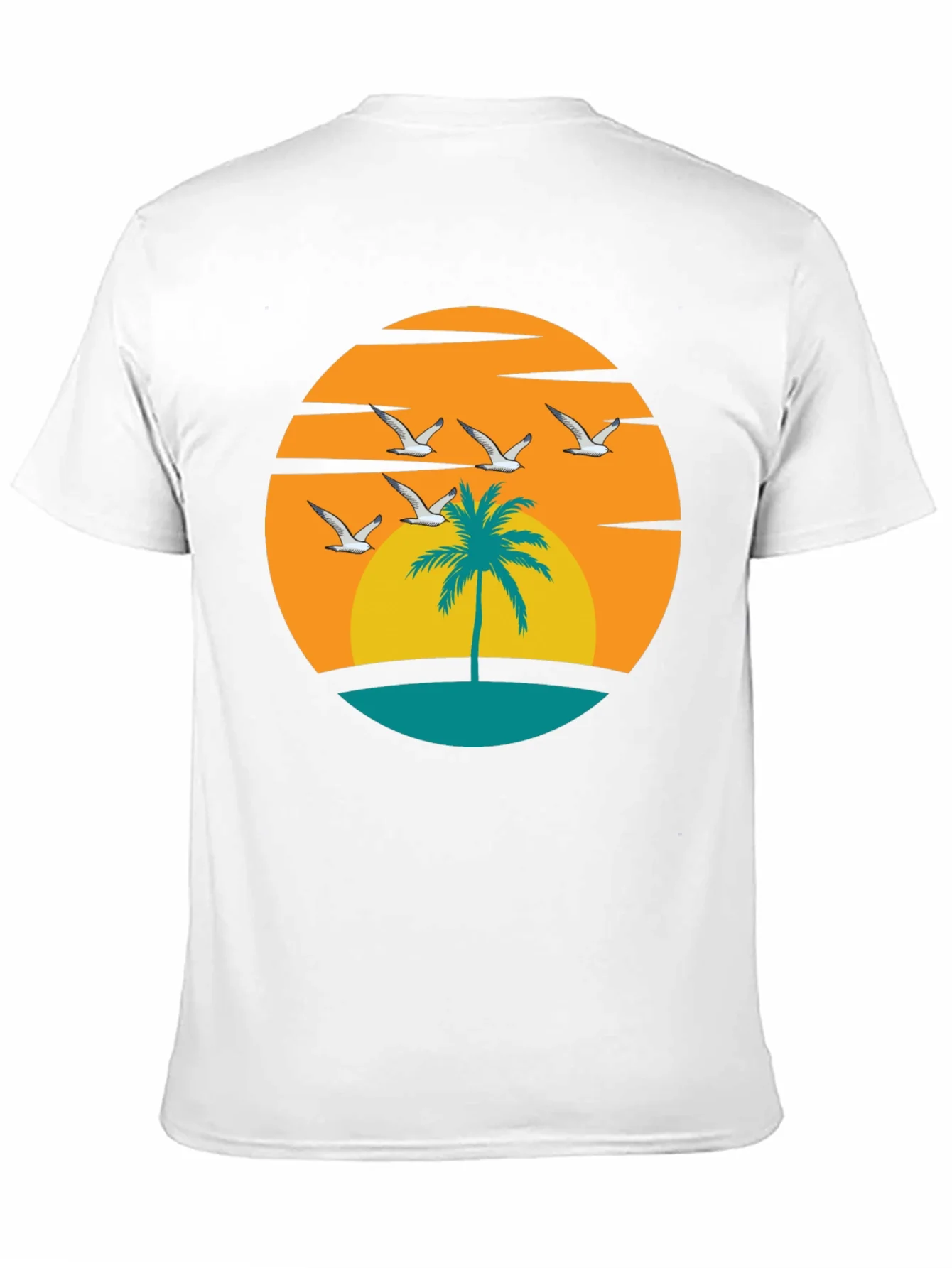 Sunset Palm Tree Graphic Tee - Black