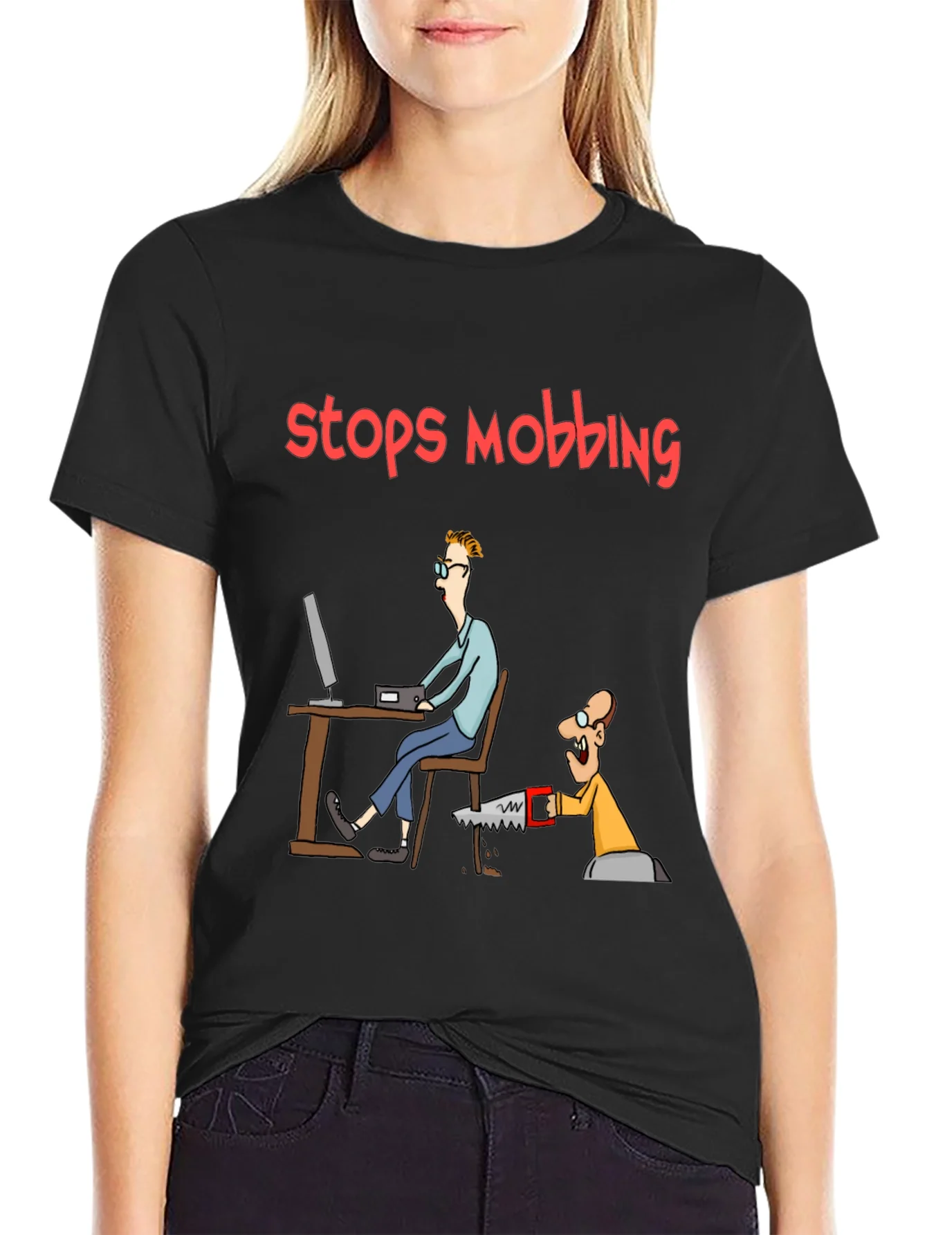 Stops Mobbing Funny Graphic T-Shirt