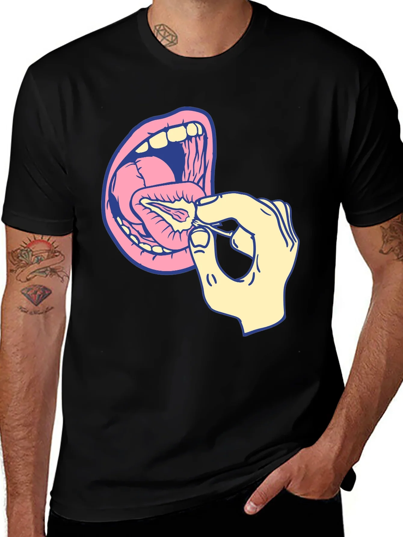 Graphic T-Shirt: Mouth and Hand