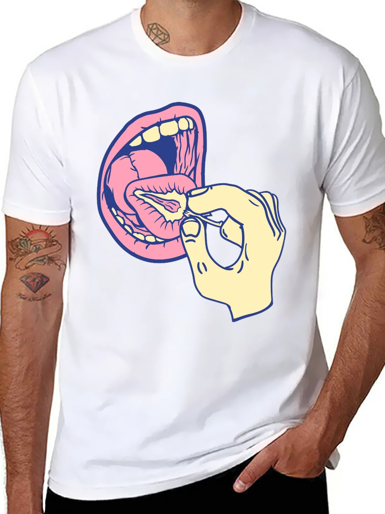 Graphic T-Shirt: Mouth and Hand