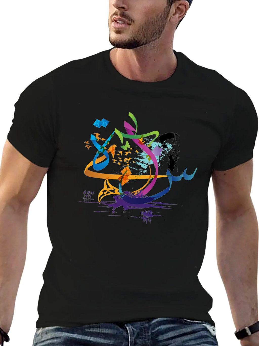 Abstract Arabic Calligraphy Art Mens T-Shirt