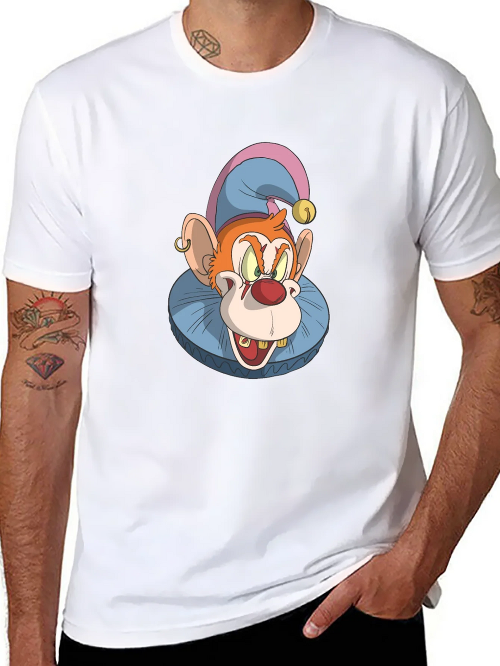 Clown Monkey Graphic Tee - Black Cotton T-Shirt