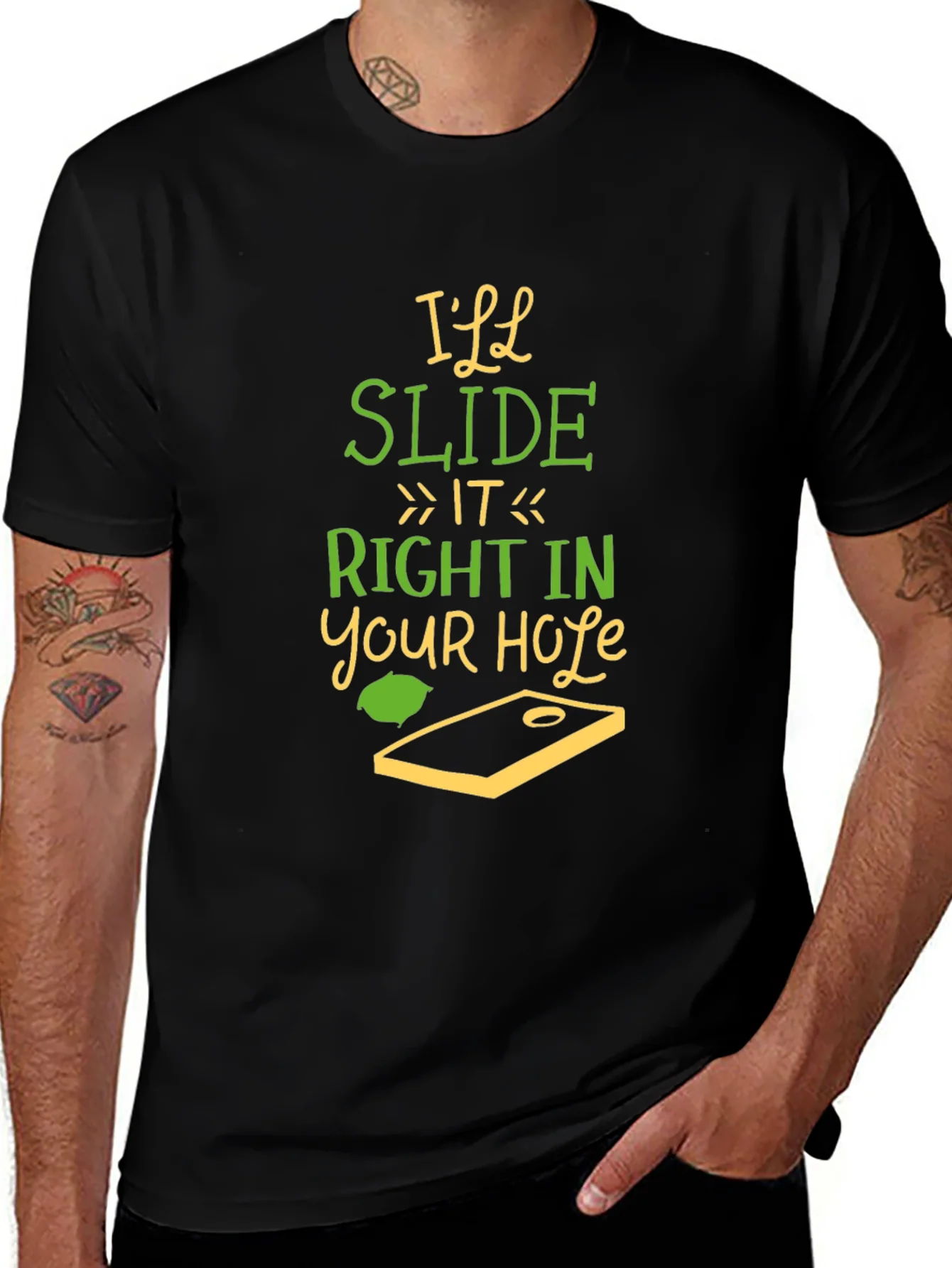 Ill Slide It Right In T-Shirt Funny Cornhole Tee