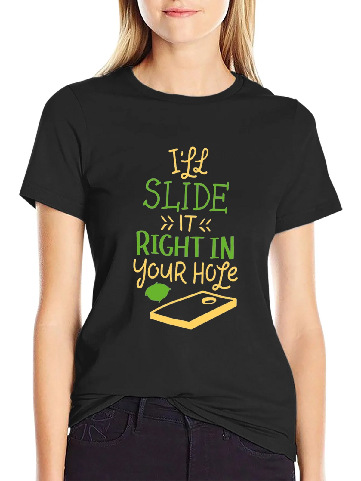 Ill Slide It Right In T-Shirt Funny Cornhole Tee