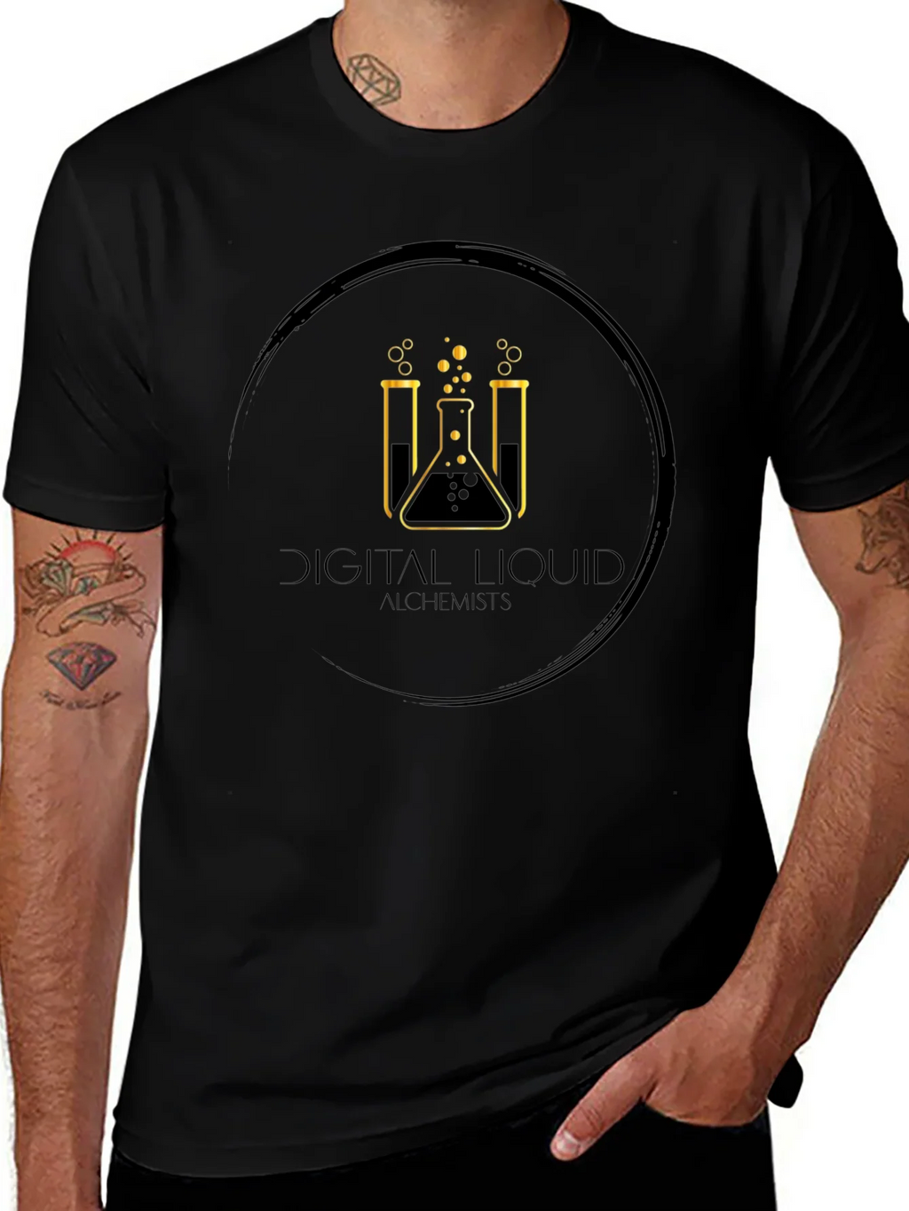 Digital Liquid Alchemists Black Graphic Tee