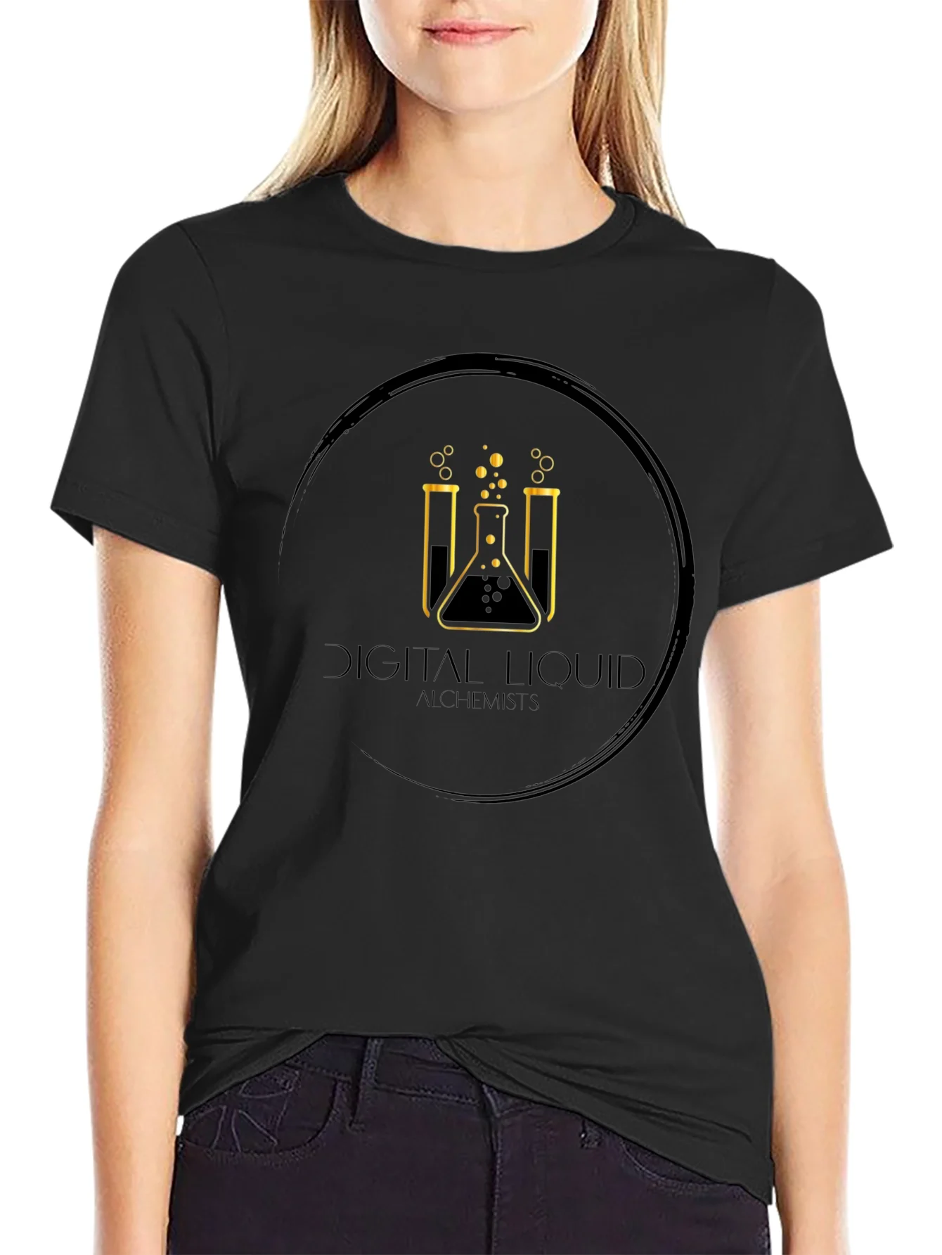 Digital Liquid Alchemists Black Graphic Tee
