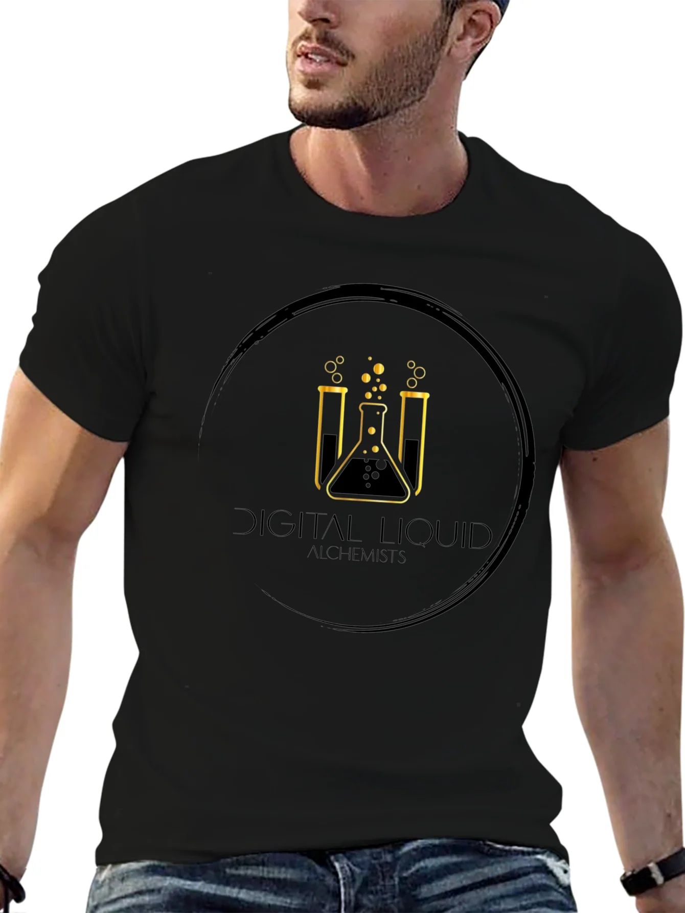 Digital Liquid Alchemists Black Graphic Tee