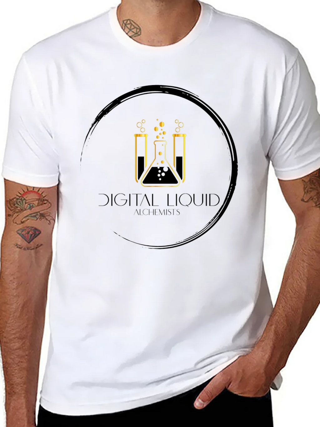 Digital Liquid Alchemists Black Graphic Tee