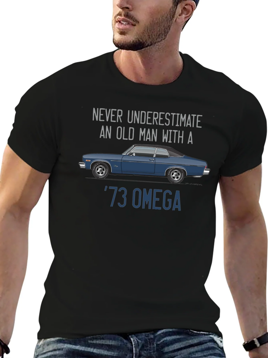 73 Omega Car T-Shirt - Never Underestimate