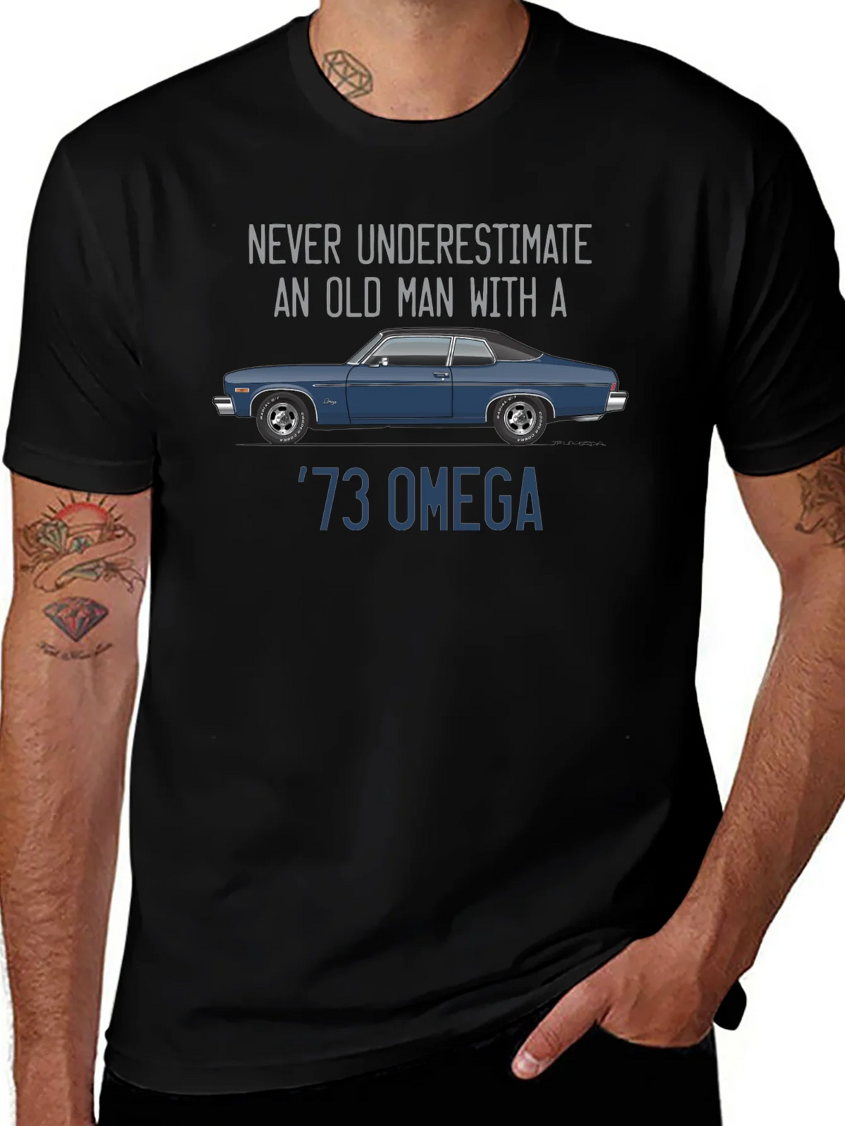 73 Omega Car T-Shirt - Never Underestimate