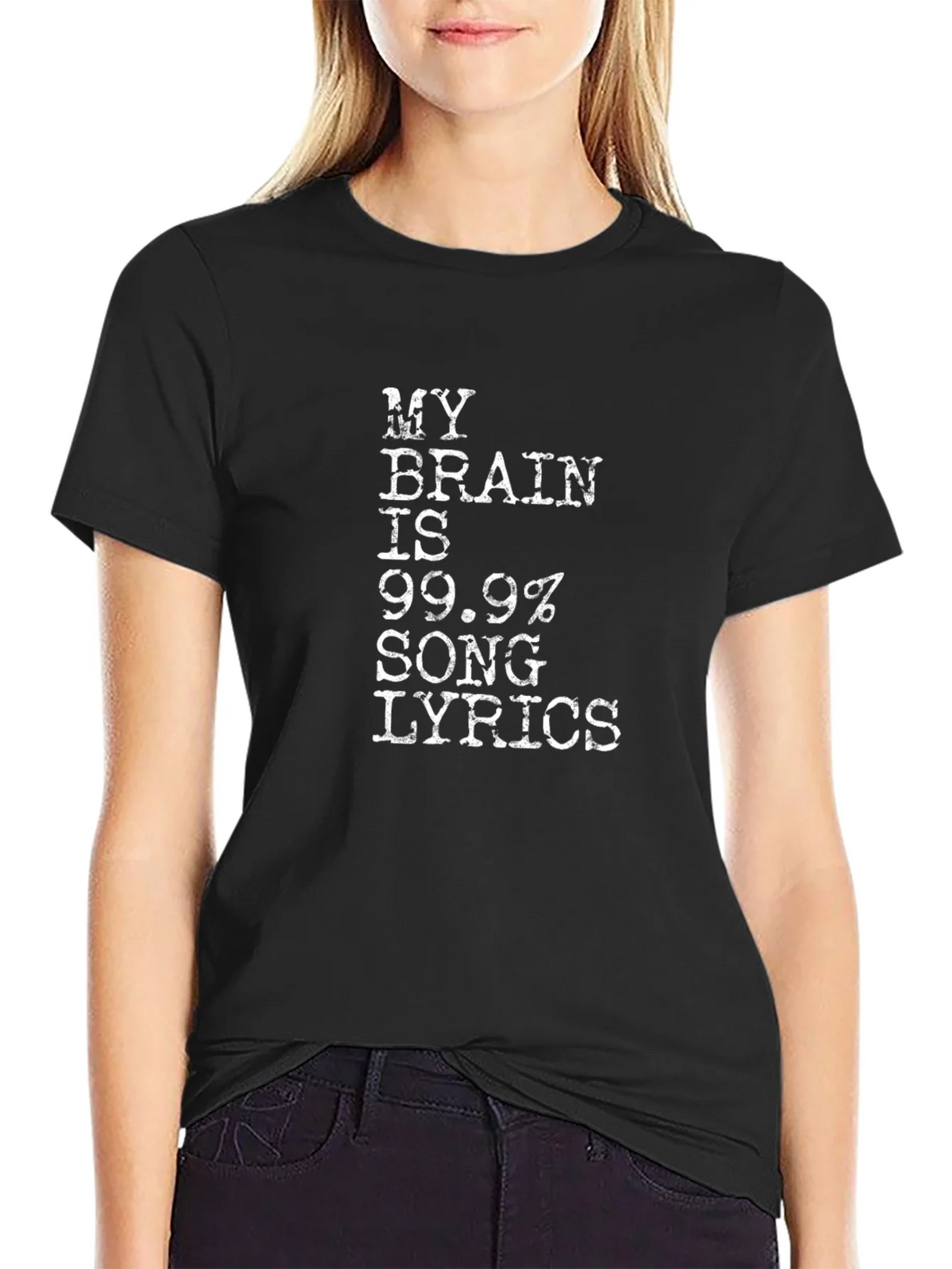 My Brain Song Lyrics Black Cotton T-Shirt