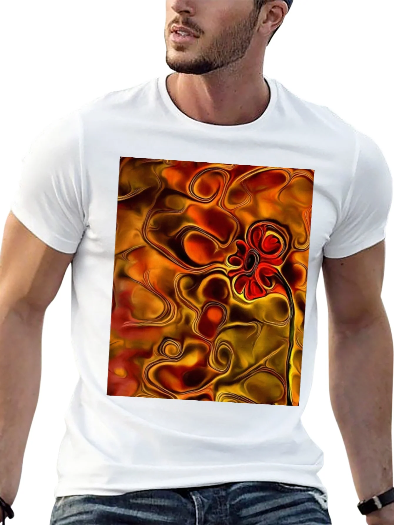 Abstract Flower Graphic Black T-Shirt