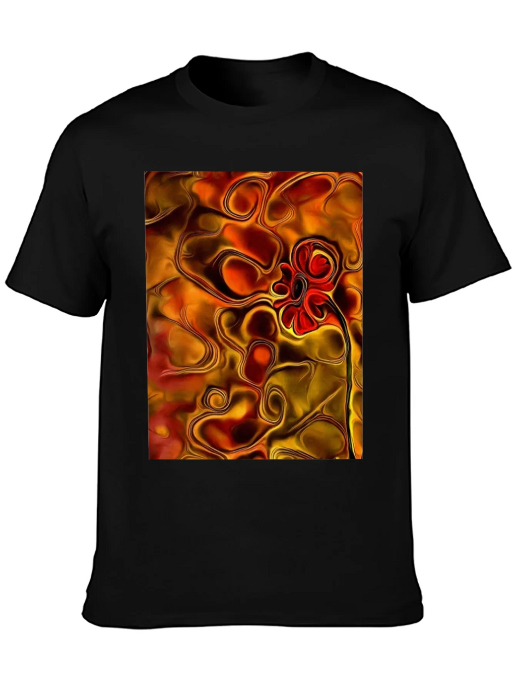 Abstract Flower Graphic Black T-Shirt