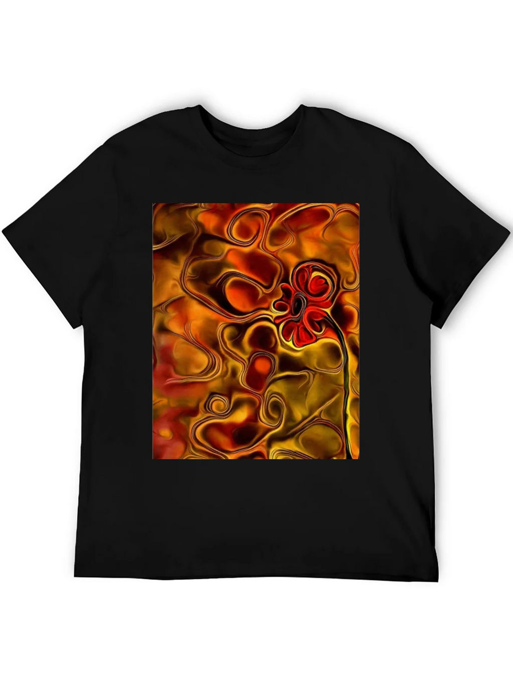 Abstract Flower Graphic Black T-Shirt