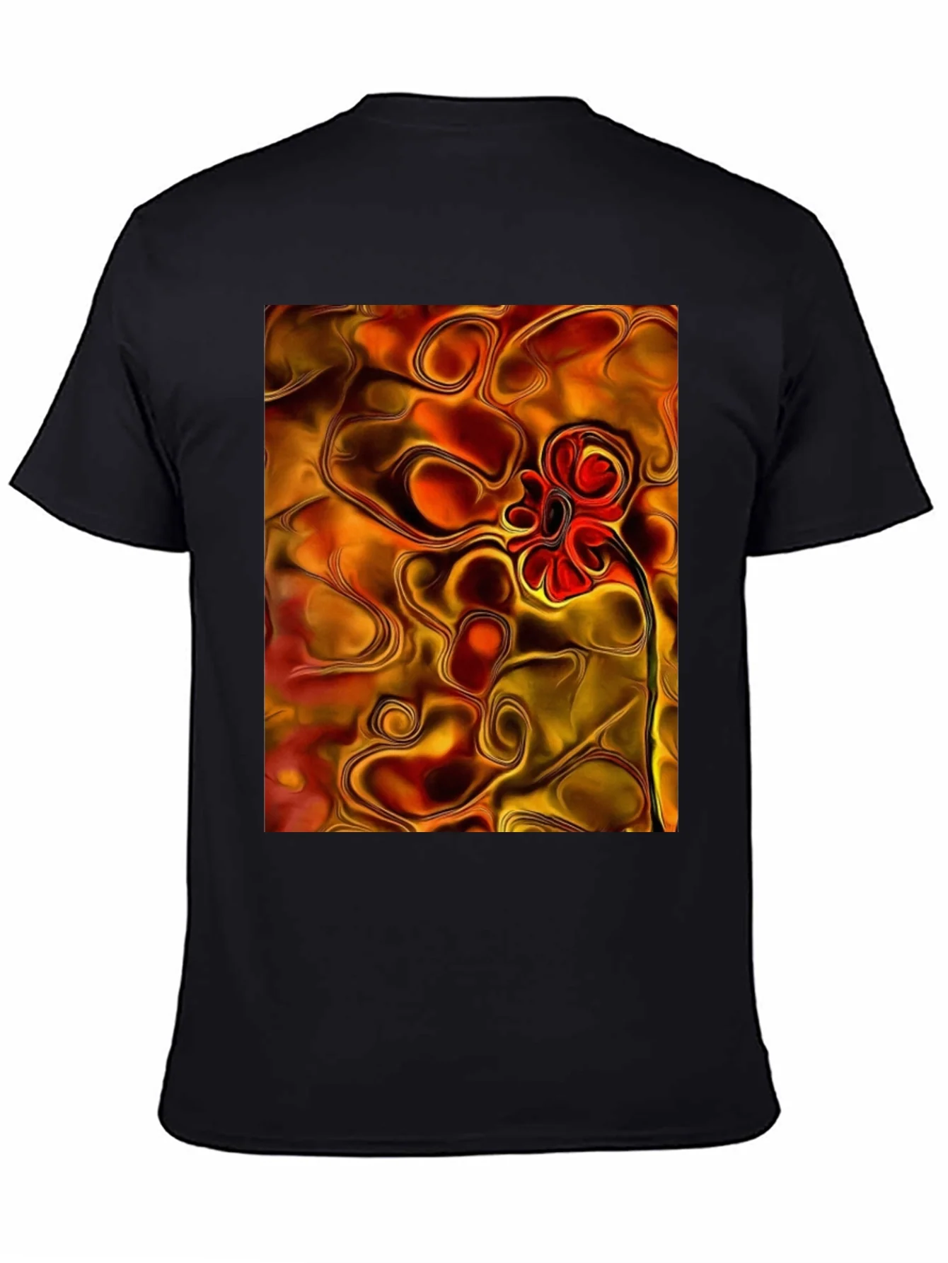 Abstract Flower Graphic Black T-Shirt