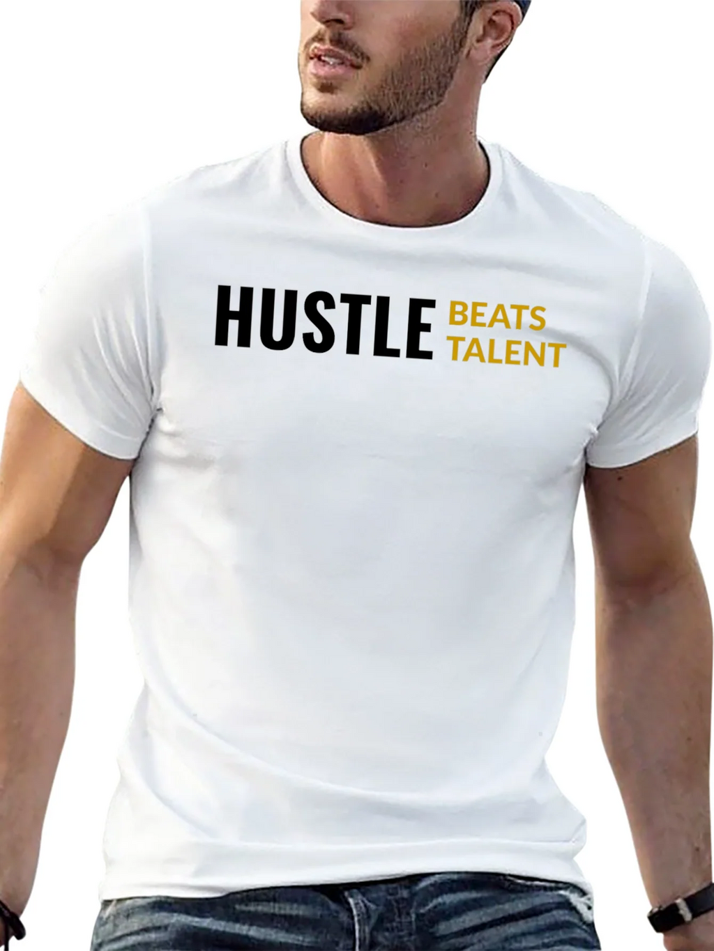Hustle Beats Talent T-Shirt - Motivational Black Tee
