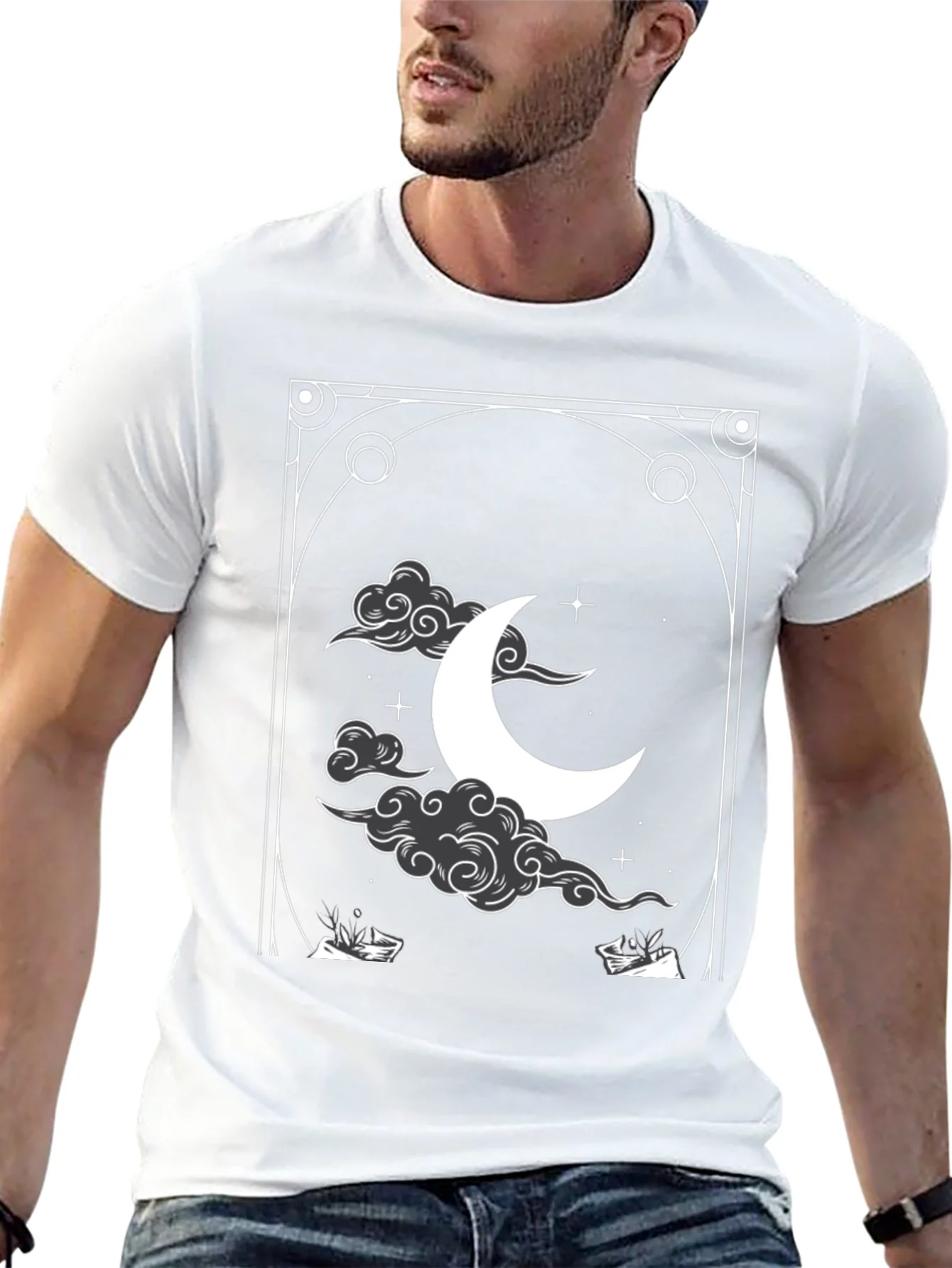 Celestial Crescent Moon Graphic Tee