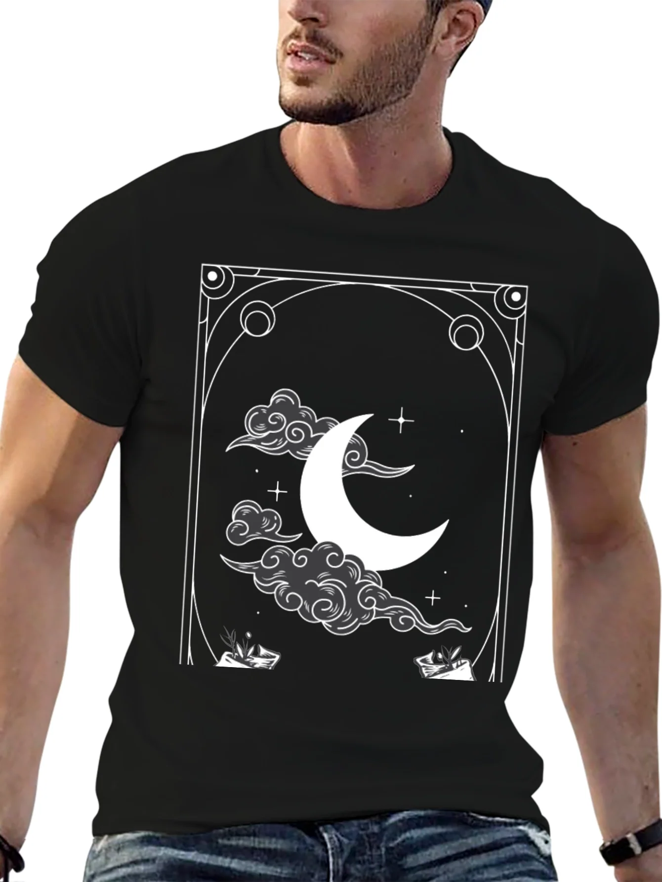 Celestial Crescent Moon Graphic Tee