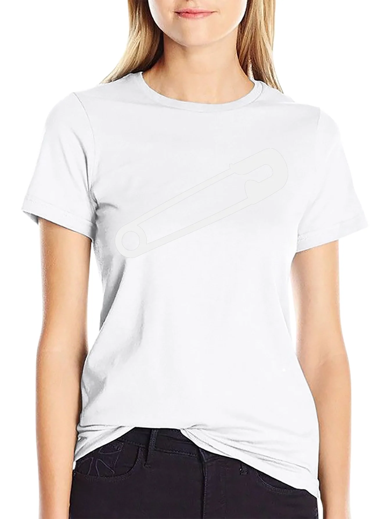 Safety Pin Graphic Tee - Black Cotton T-Shirt
