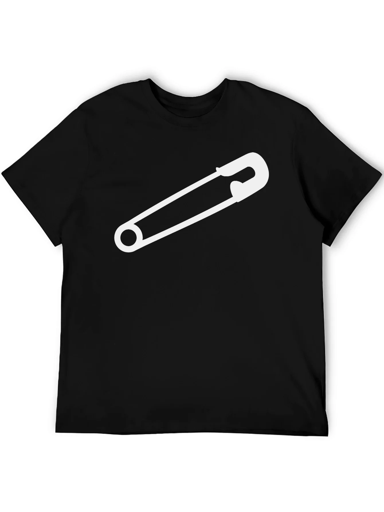 Safety Pin Graphic Tee - Black Cotton T-Shirt