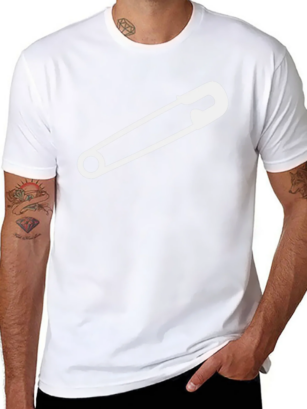 Safety Pin Graphic Tee - Black Cotton T-Shirt