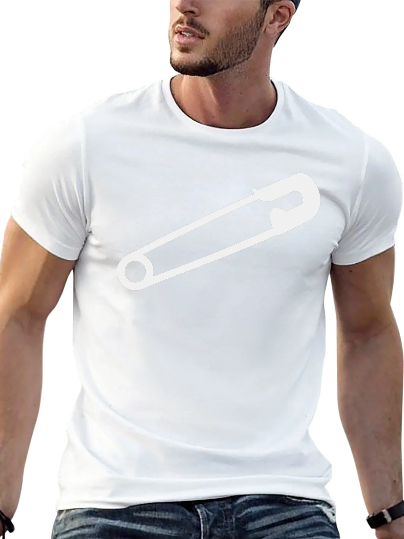 Safety Pin Graphic Tee - Black Cotton T-Shirt
