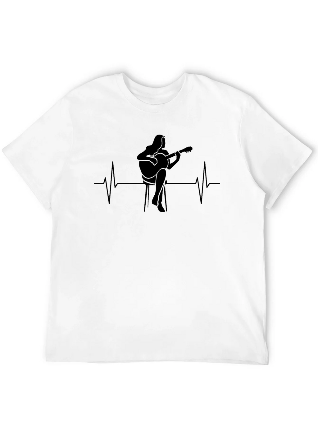 Guitarist Heartbeat Graphic Tee - Black