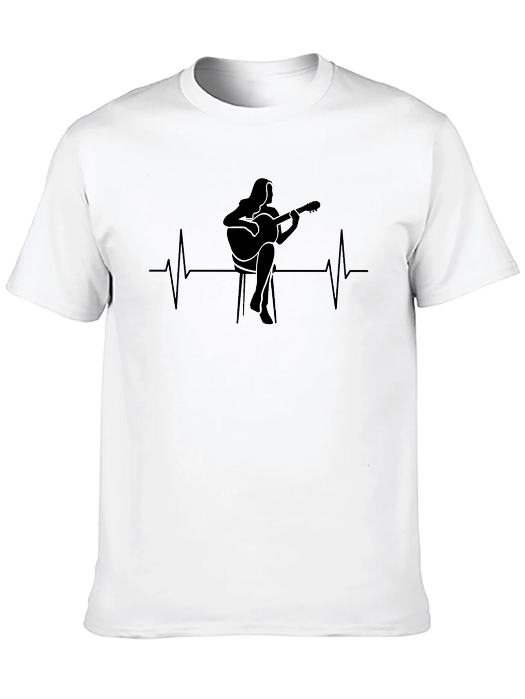 Guitarist Heartbeat Graphic Tee - Black
