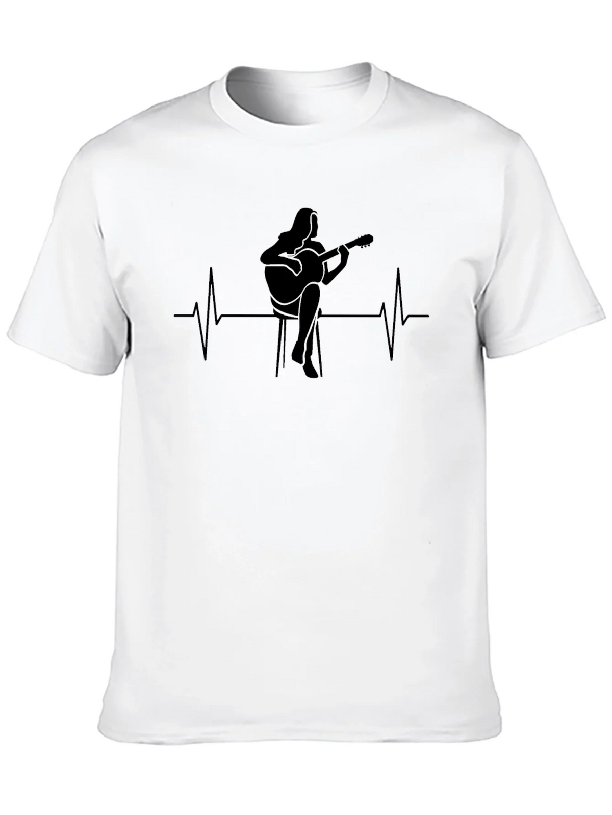 Guitarist Heartbeat Graphic Tee - Black