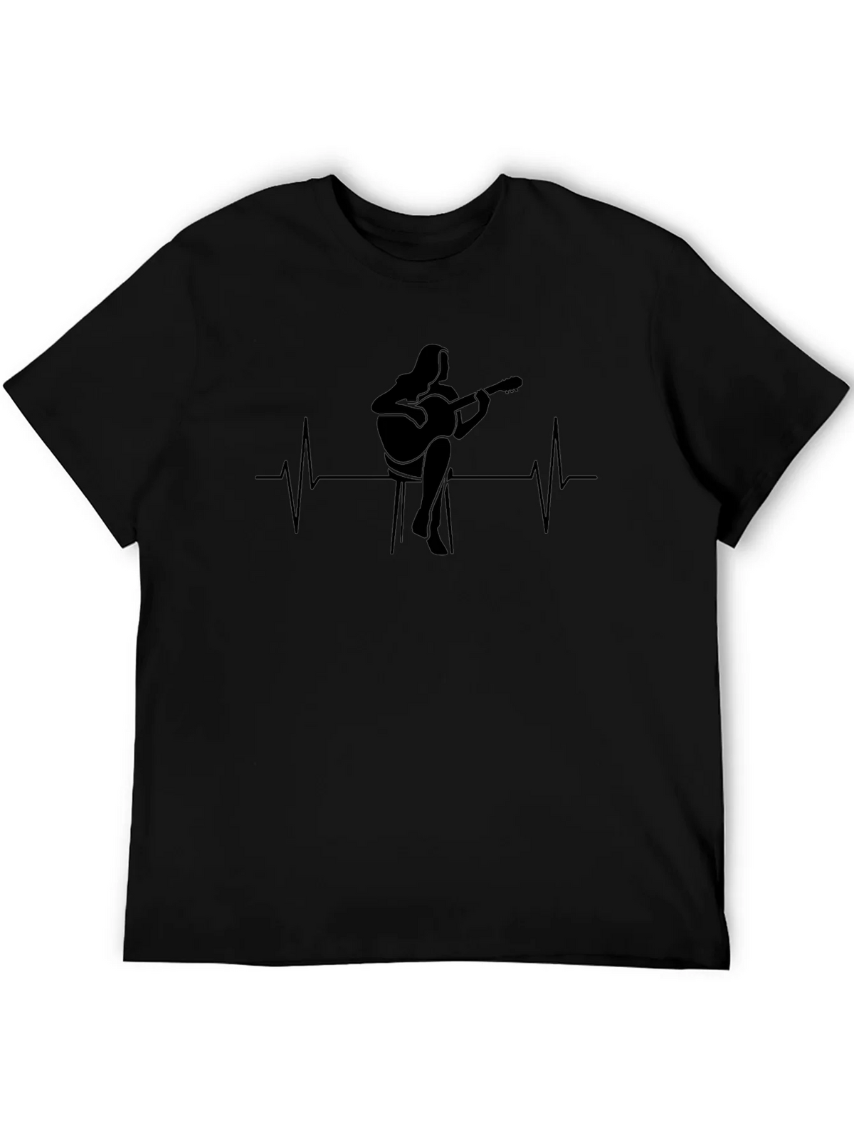 Guitarist Heartbeat Graphic Tee - Black