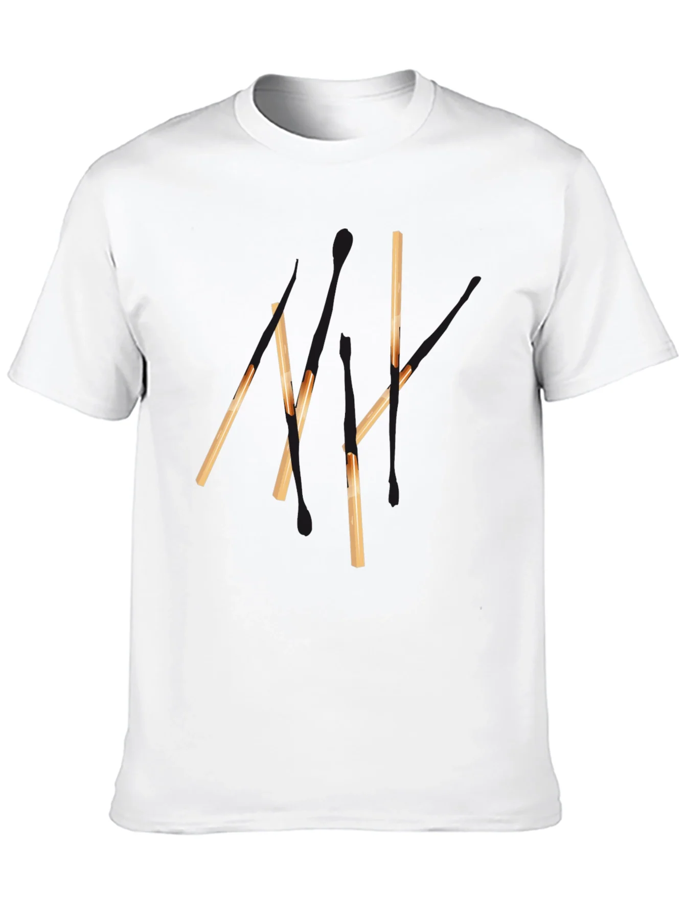 Abstract Matchsticks Graphic Black T-Shirt
