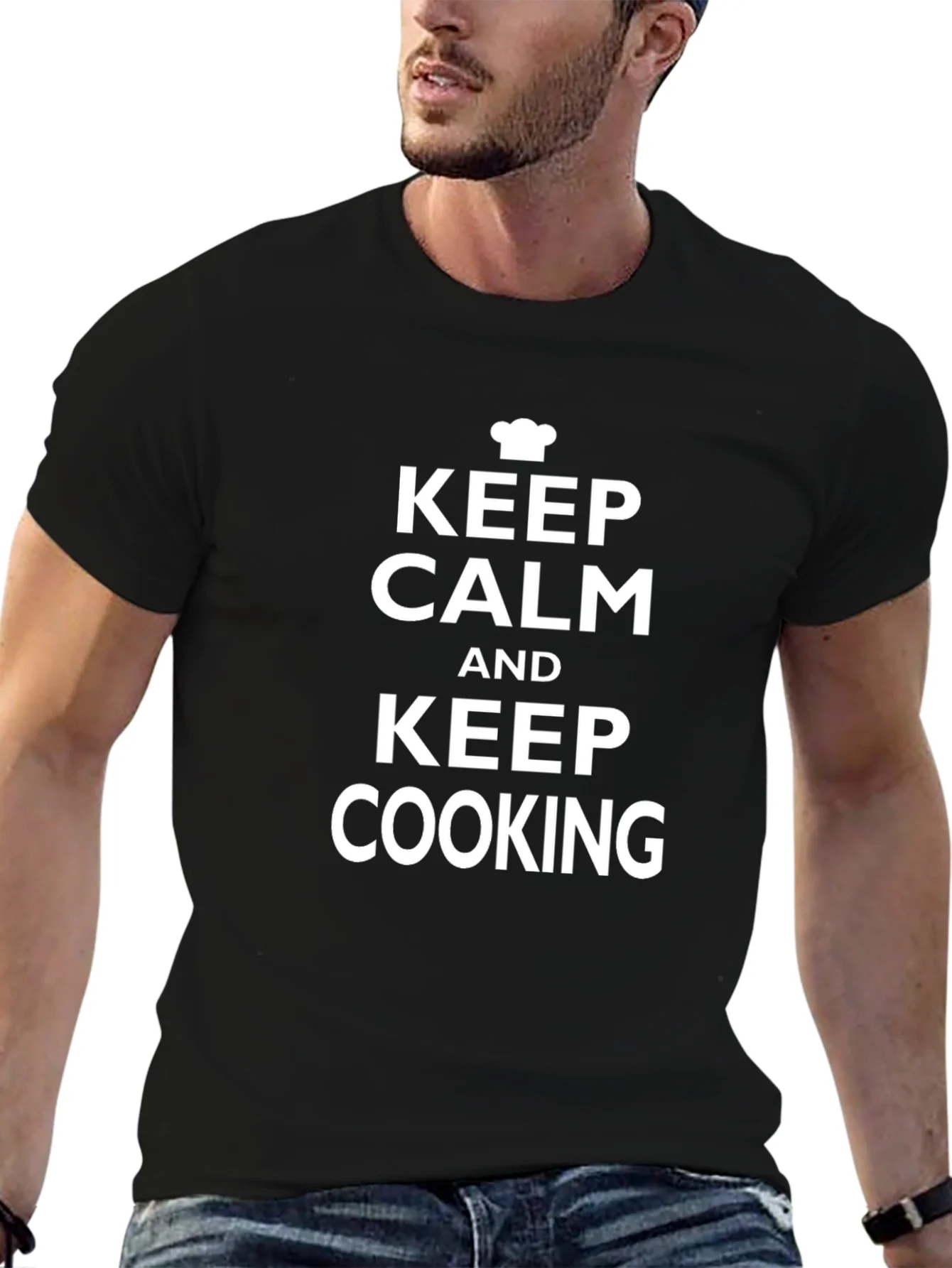 Keep Calm and Keep Cooking Black T-Shirt