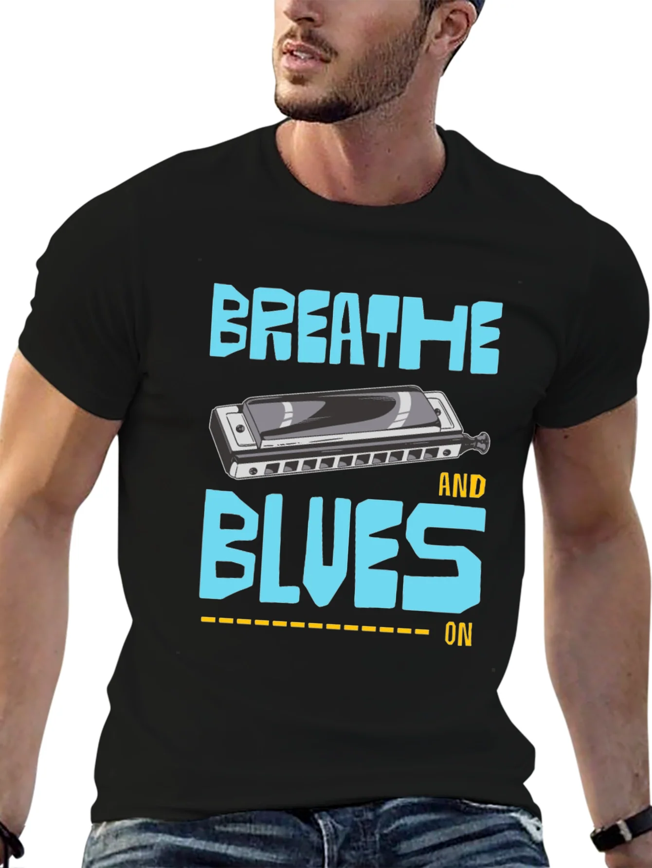 Breathe Blues Harmonica T-Shirt - Musical Tee