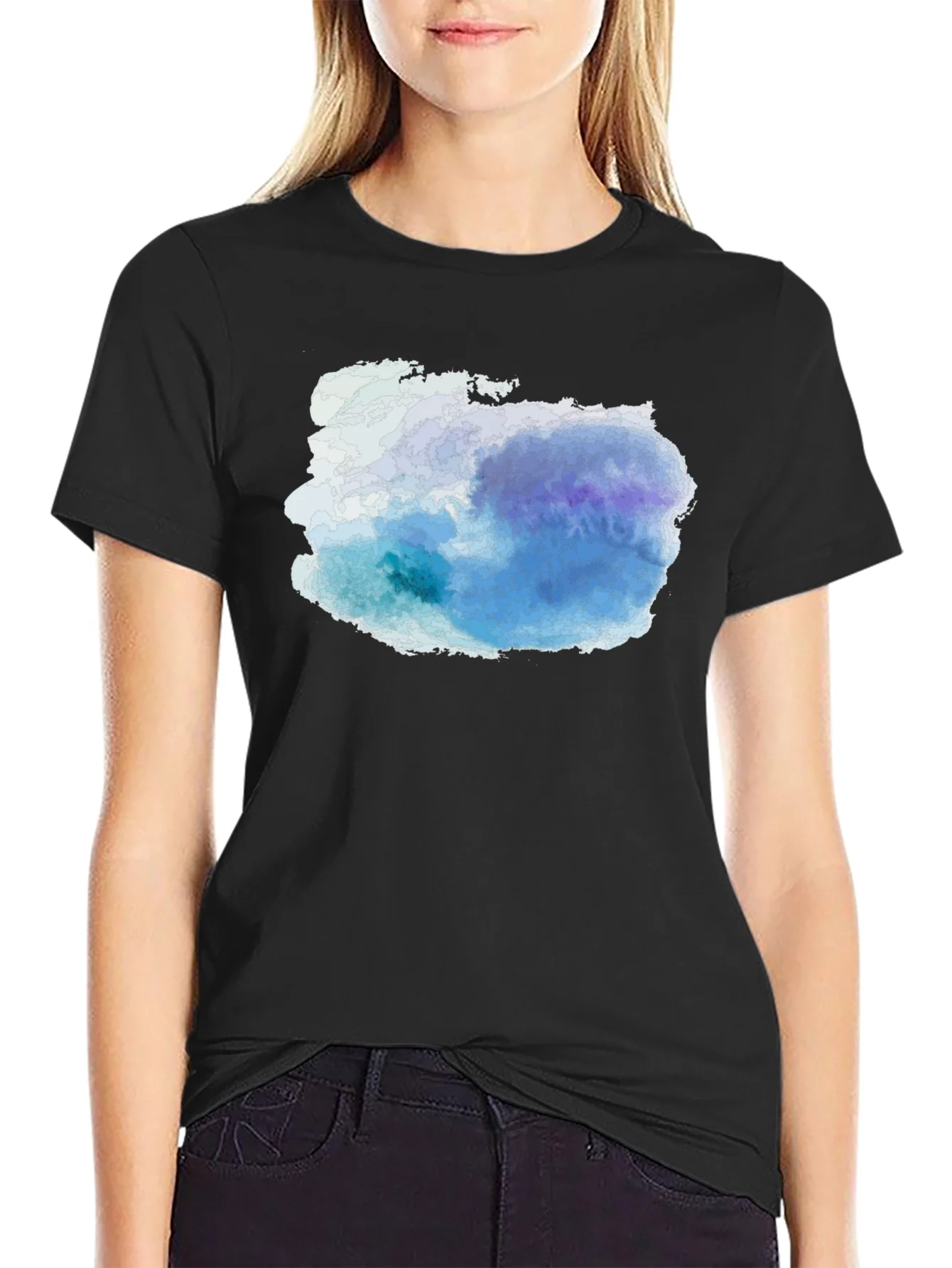 Abstract Watercolor Graphic Tee - Black
