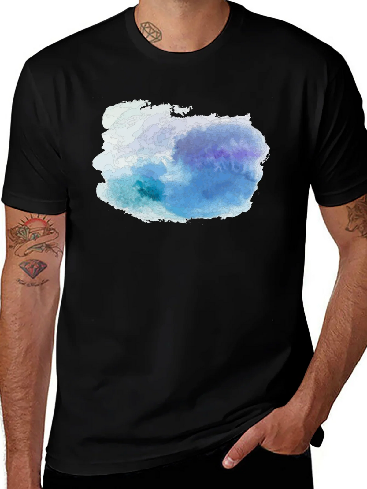 Abstract Watercolor Graphic Tee - Black
