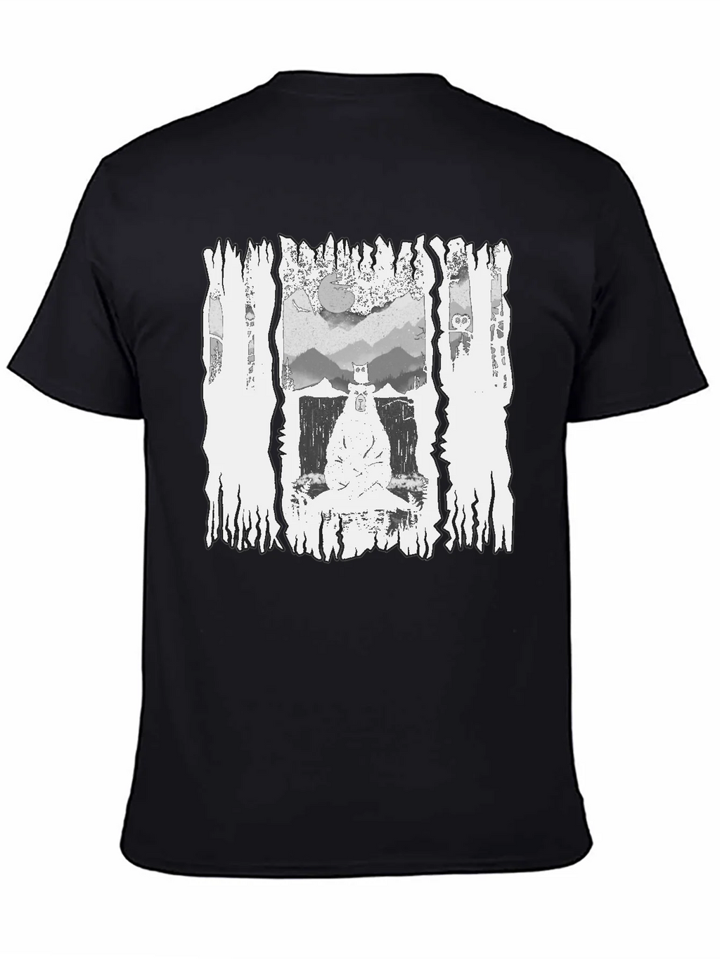 Monochrome Bear Graphic Tee - Mens Black T-Shirt