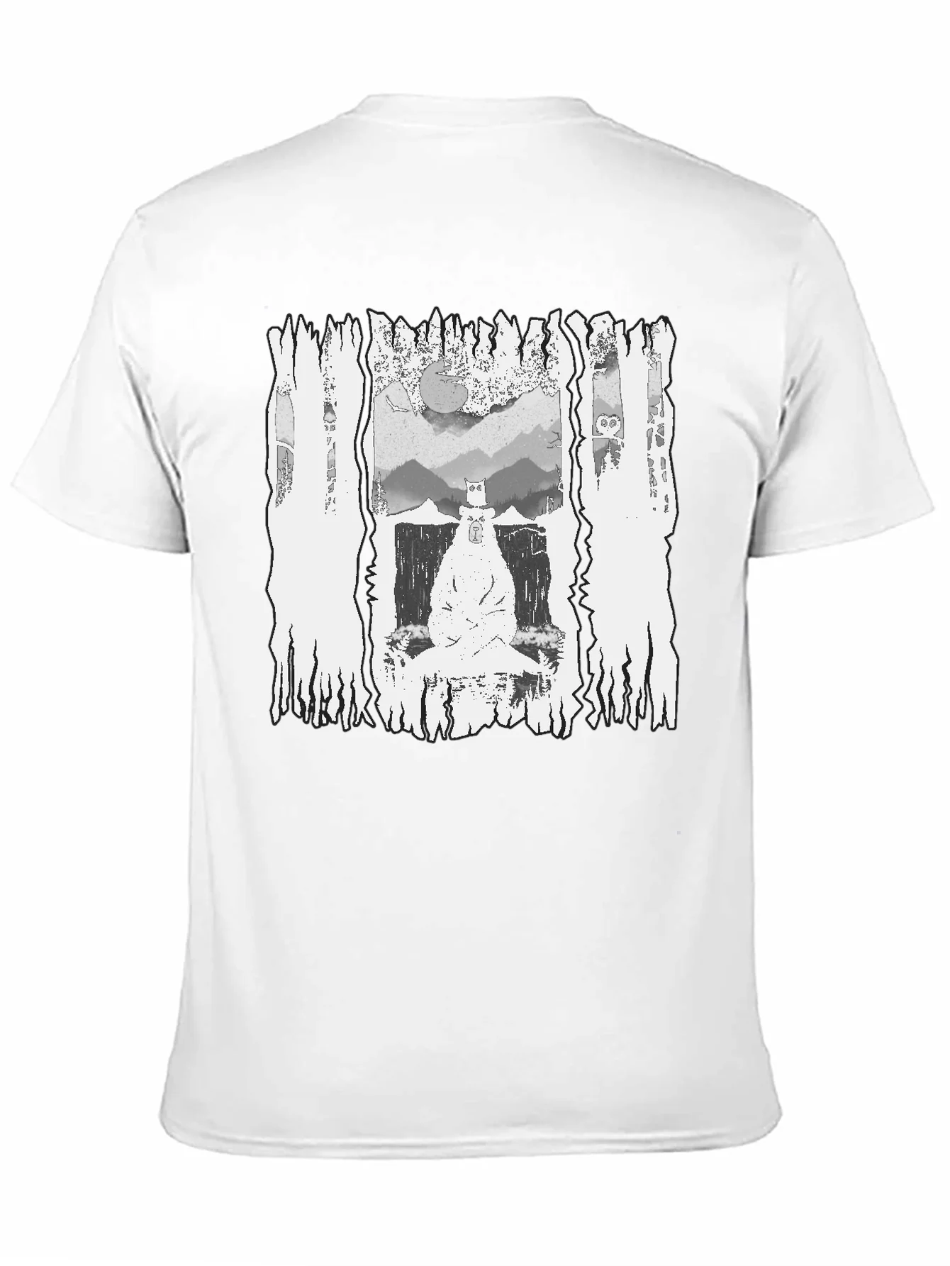 Monochrome Bear Graphic Tee - Mens Black T-Shirt