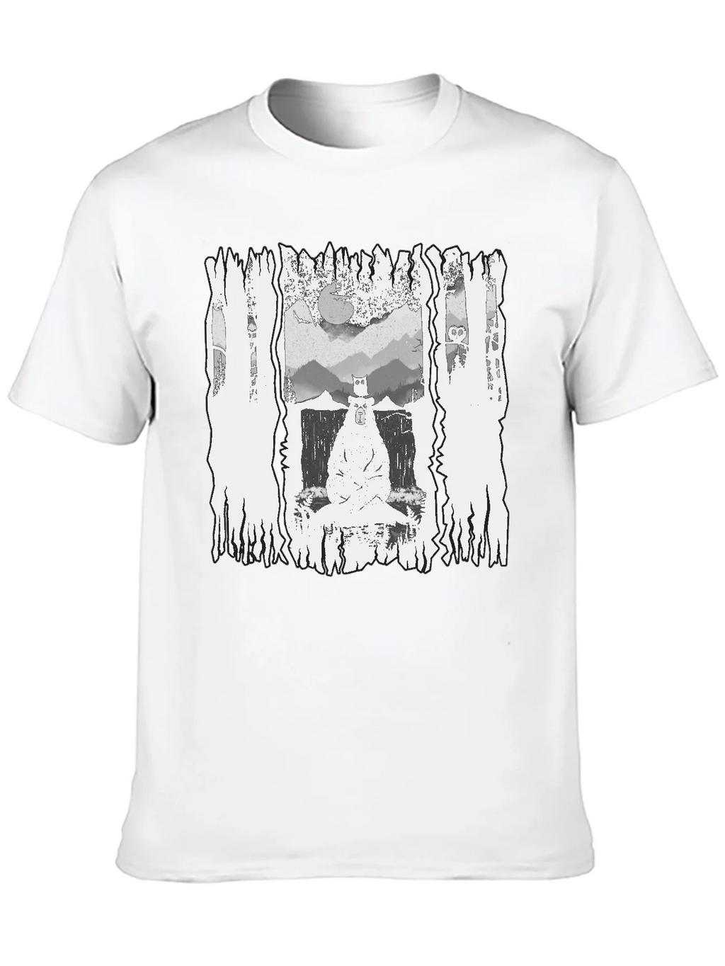 Monochrome Bear Graphic Tee - Mens Black T-Shirt