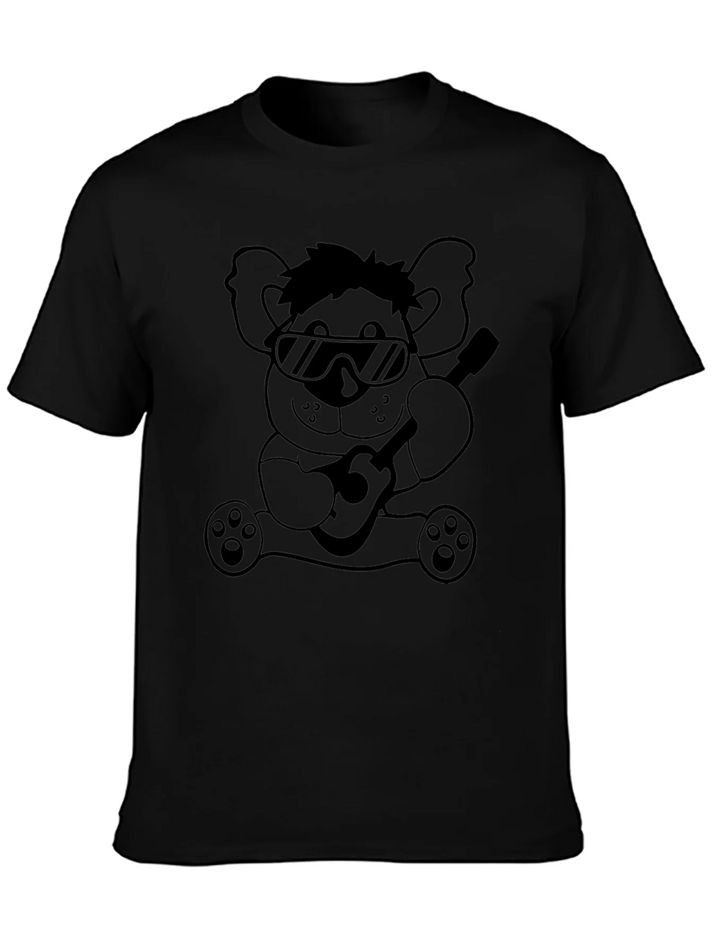 Cool Koala Guitar T-Shirt - Black Cotton