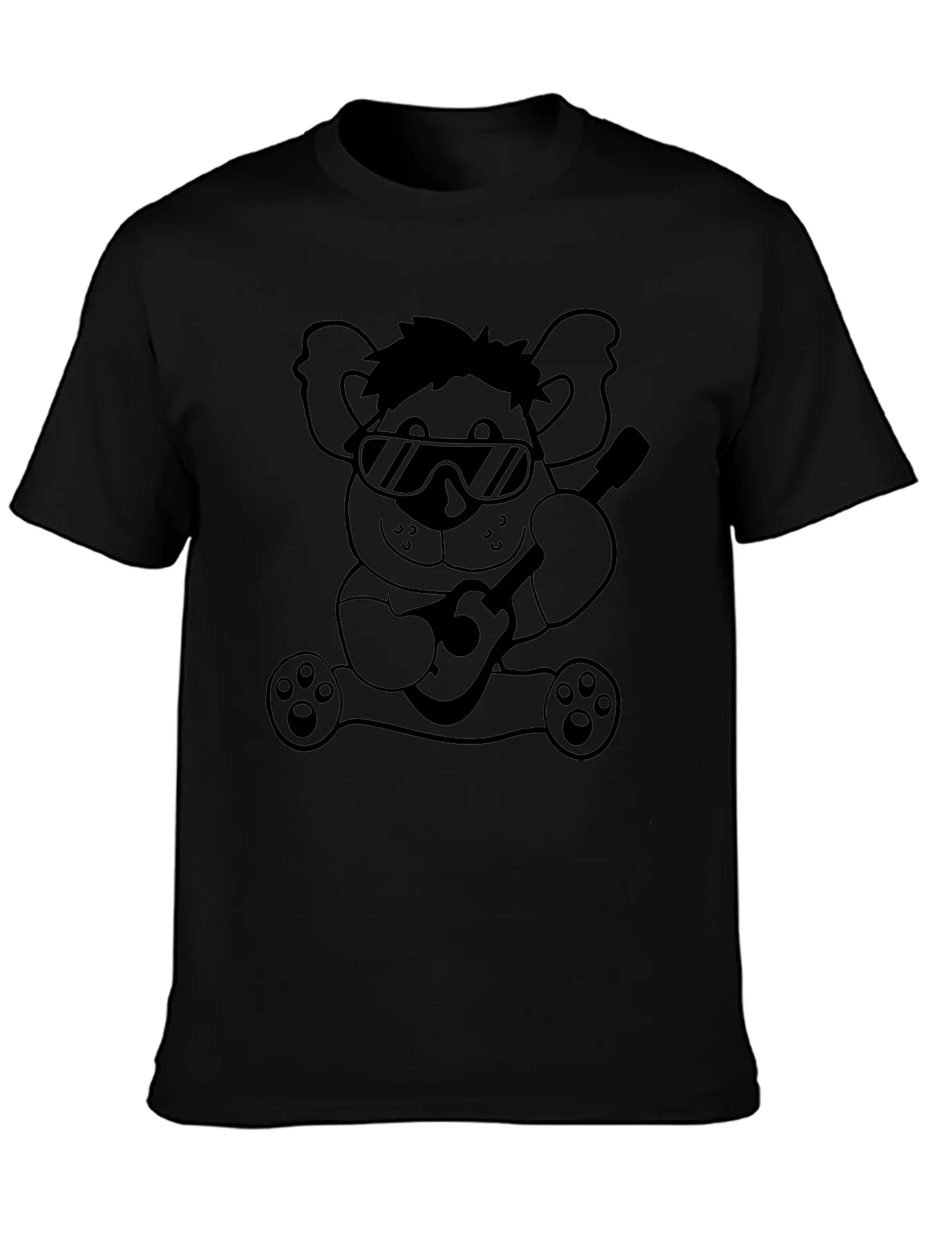 Cool Koala Guitar T-Shirt - Black Cotton