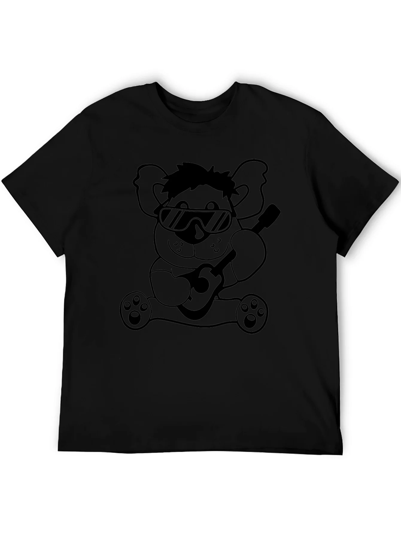 Cool Koala Guitar T-Shirt - Black Cotton