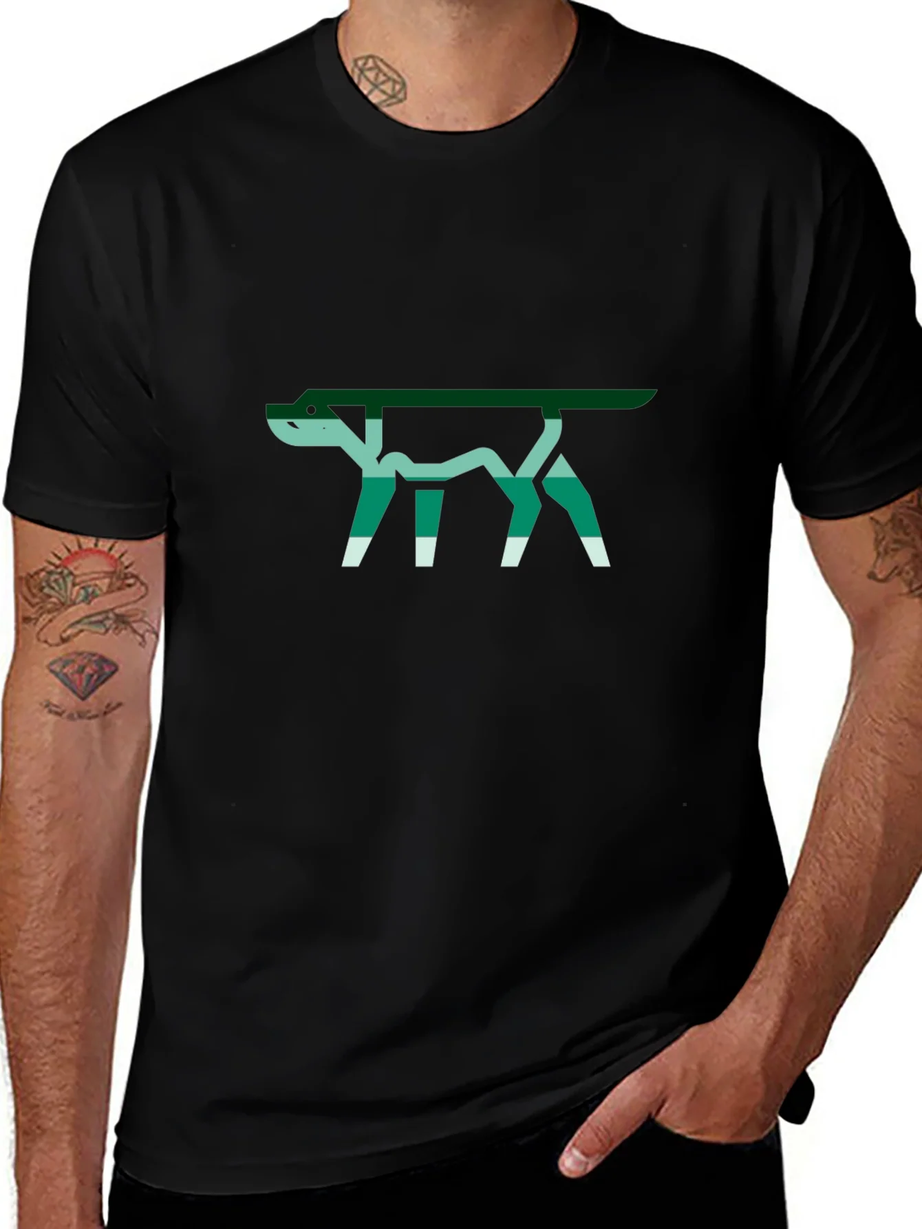Abstract Dog Graphic Tee - Stylish Black T-Shirt